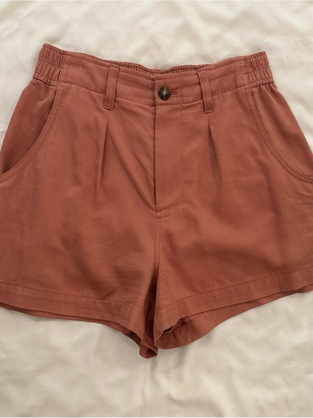 Madewell The Neale Drapeweave High Waist Shorts, Dried Rose, Size 2, Style NJ685 - Picture 4 of 13